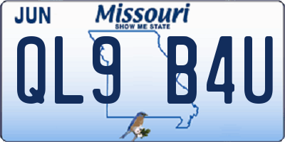 MO license plate QL9B4U