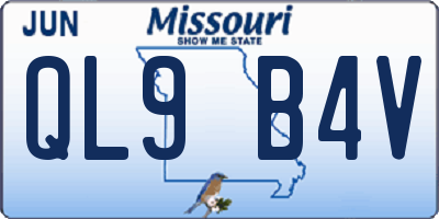 MO license plate QL9B4V