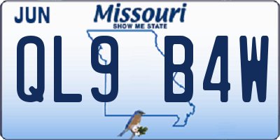 MO license plate QL9B4W