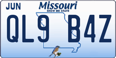 MO license plate QL9B4Z