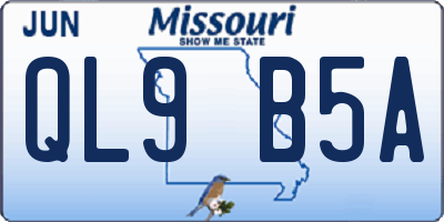 MO license plate QL9B5A