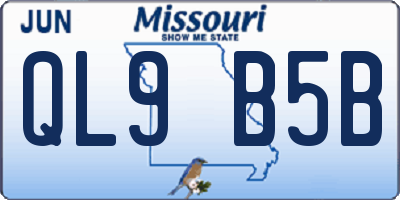 MO license plate QL9B5B