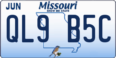 MO license plate QL9B5C