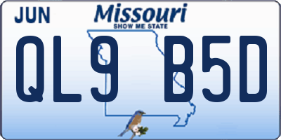 MO license plate QL9B5D