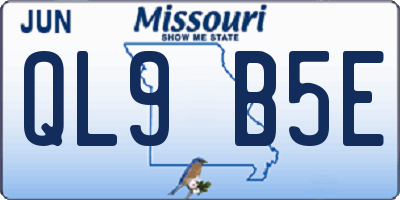 MO license plate QL9B5E