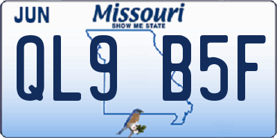 MO license plate QL9B5F