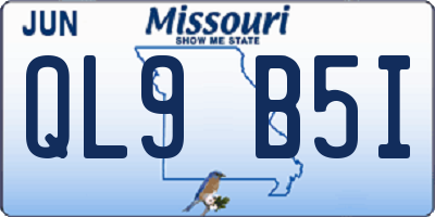 MO license plate QL9B5I