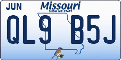 MO license plate QL9B5J