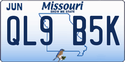 MO license plate QL9B5K