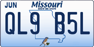 MO license plate QL9B5L
