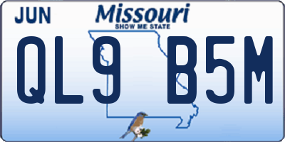 MO license plate QL9B5M