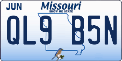 MO license plate QL9B5N