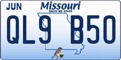 MO license plate QL9B5O