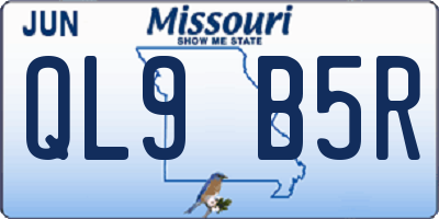 MO license plate QL9B5R