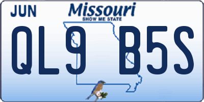 MO license plate QL9B5S