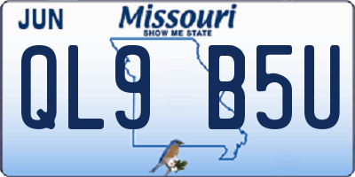 MO license plate QL9B5U