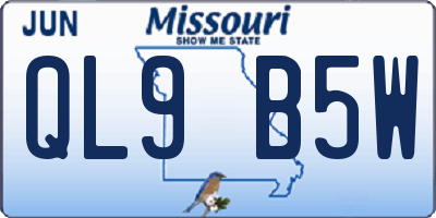 MO license plate QL9B5W