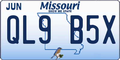 MO license plate QL9B5X