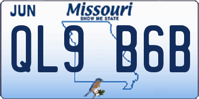 MO license plate QL9B6B