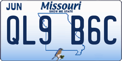 MO license plate QL9B6C