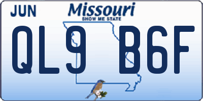 MO license plate QL9B6F