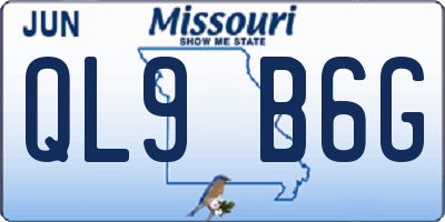 MO license plate QL9B6G