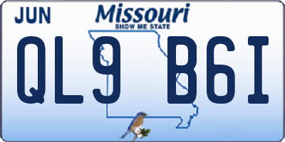 MO license plate QL9B6I