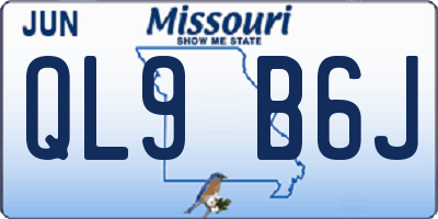MO license plate QL9B6J
