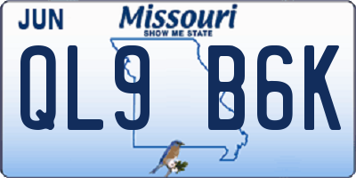 MO license plate QL9B6K