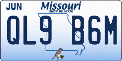 MO license plate QL9B6M