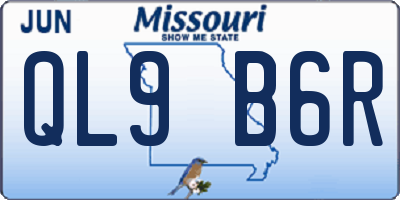MO license plate QL9B6R