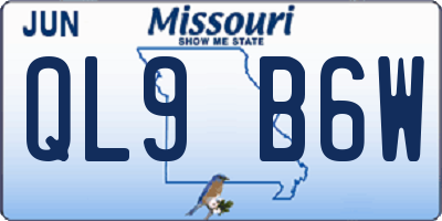 MO license plate QL9B6W