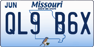 MO license plate QL9B6X