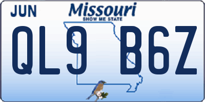 MO license plate QL9B6Z