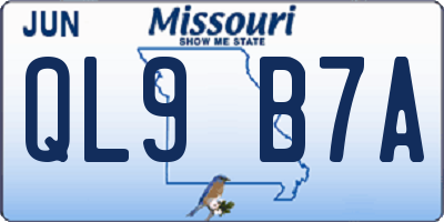 MO license plate QL9B7A