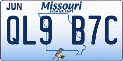 MO license plate QL9B7C
