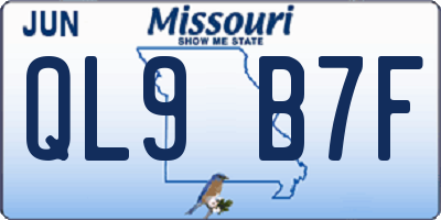 MO license plate QL9B7F
