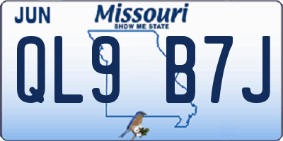 MO license plate QL9B7J