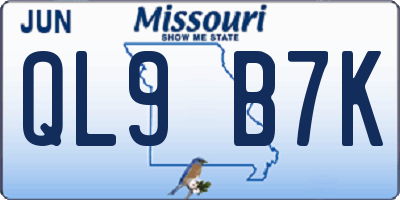 MO license plate QL9B7K