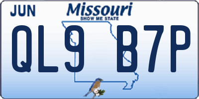 MO license plate QL9B7P
