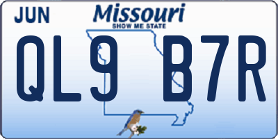 MO license plate QL9B7R