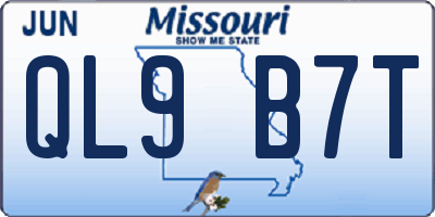 MO license plate QL9B7T