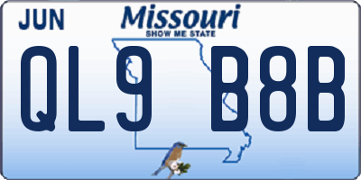 MO license plate QL9B8B