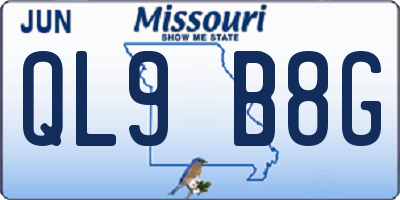 MO license plate QL9B8G