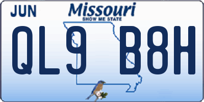 MO license plate QL9B8H