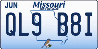 MO license plate QL9B8I