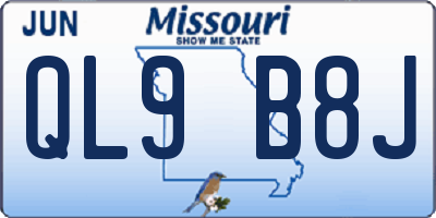 MO license plate QL9B8J