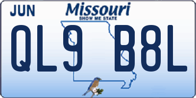 MO license plate QL9B8L