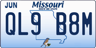 MO license plate QL9B8M