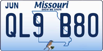 MO license plate QL9B8O